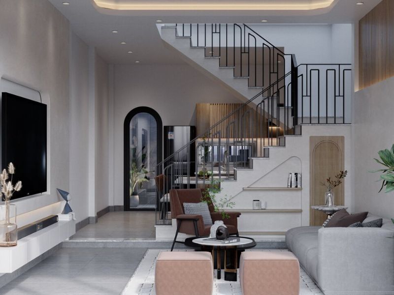  Không gian nhà phố sửa chữa theo phong cách hiện đại, tối giản