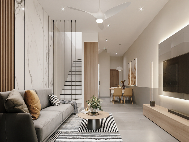  Mẫu phòng khách đạt chuẩn cách âm chống ồn nhà liền kề