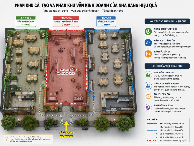  Phân khu cải tạo cải tạo và phục vụ khách hàng giúp duy trì từ 60 – 70% công suất phục vụ