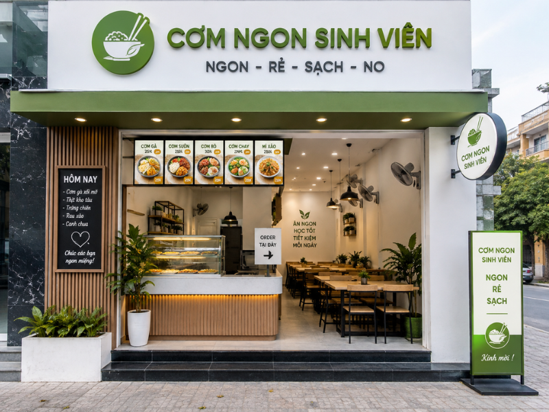  Mẫu quán ăn sinh viên cải tạo khu vực mặt tiền sạch sẽ, hiện đại dễ dàng tạo thiện cảm với khách hàng