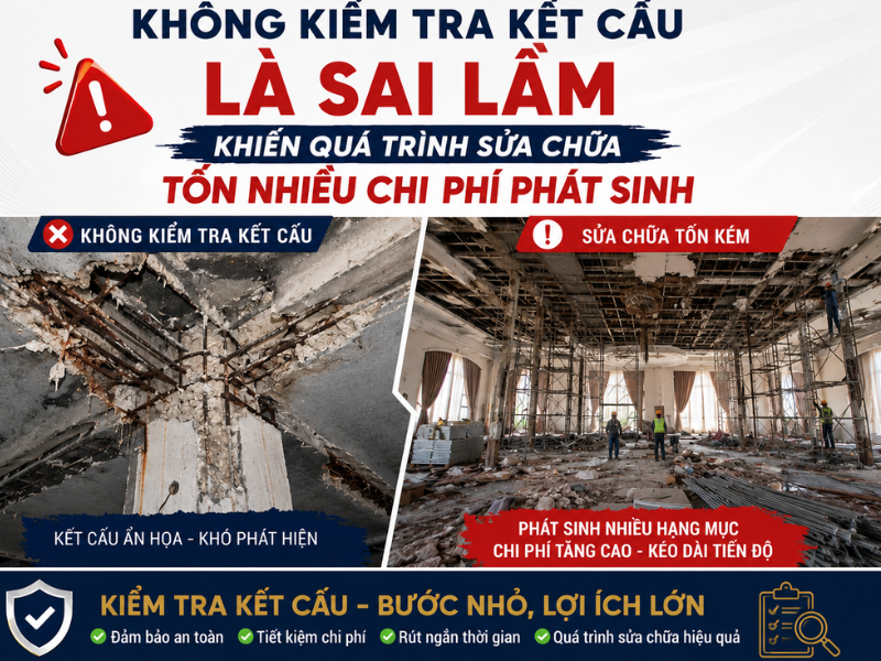 Không kiểm tra kết cấu là sai lầm khiến quá trình sửa chữa tốn nhiều chi phí phát sinh