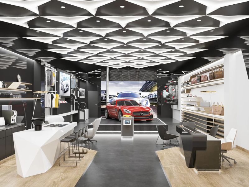  Mẫu showroom có thiết kế vật liệu tiêu âm cho showroom