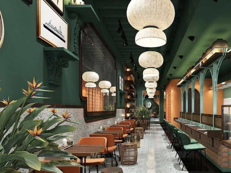  Mẫu nhà hàng tối giản phong cách Indochine với gam màu trung tính 