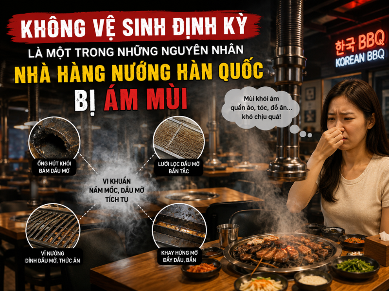  Không vị sinh định kỳ là một trong những nguyên nhân nhà hàng nướng Hàn Quốc bị ám mùi