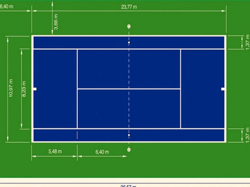  Thi công sân pickleball cần tuân thủ tiêu chuẩn về kích thước