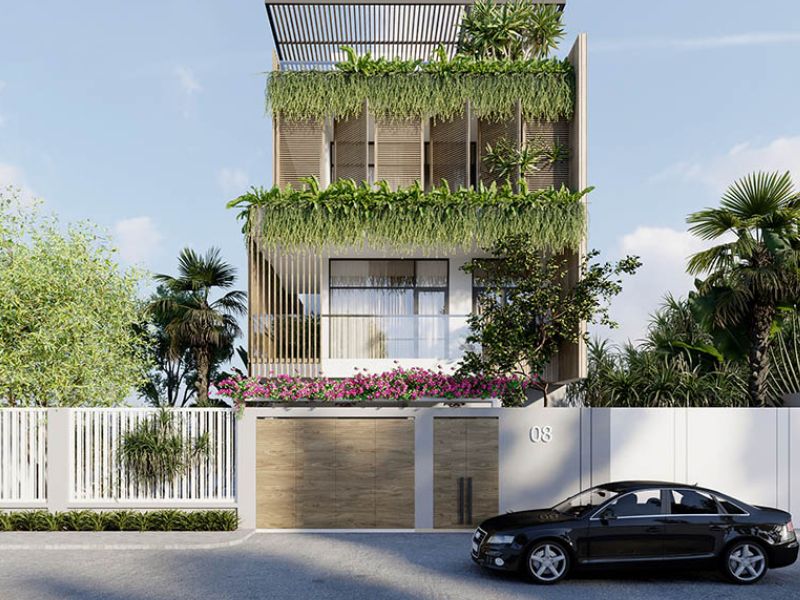  Mặt tiền kết hợp với mảng xanh – giải pháp đưa thiên nhiên vào không gian sống