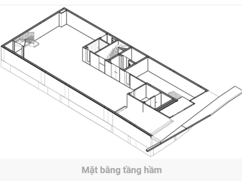 Mặt bằng tầng hầm để xe trong thiết kế nhà ở kết hợp văn phòng cho thuê