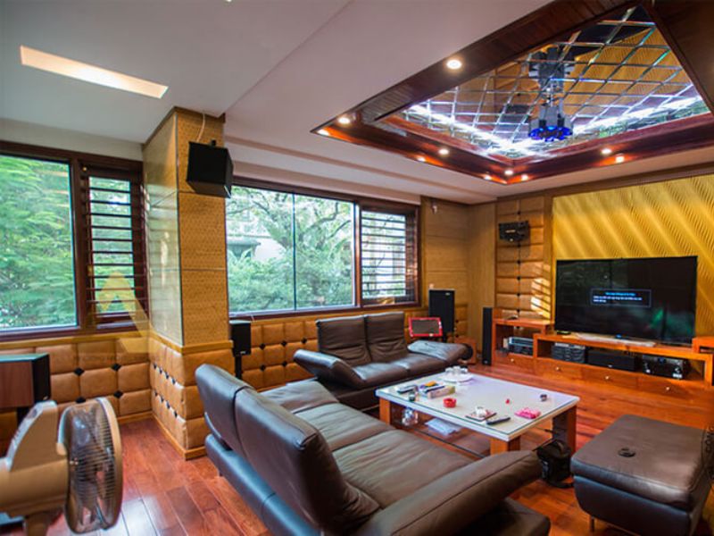 Không gian phòng thu karaoke gia đình sau khi thi công tiêu âm