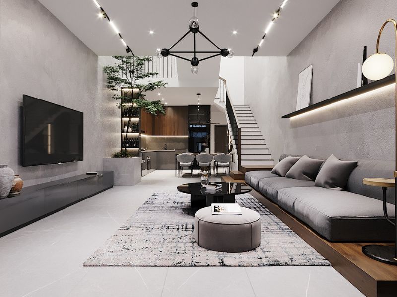  Cải tạo phòng khách nhà phố phong cách tối giản 