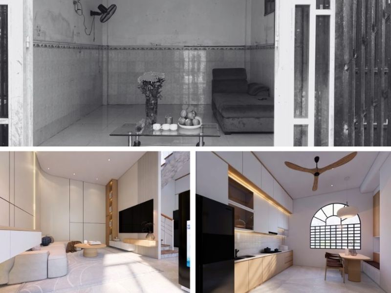  Cải tạo sàn, trần, vách cho nhà phố 2 tầng