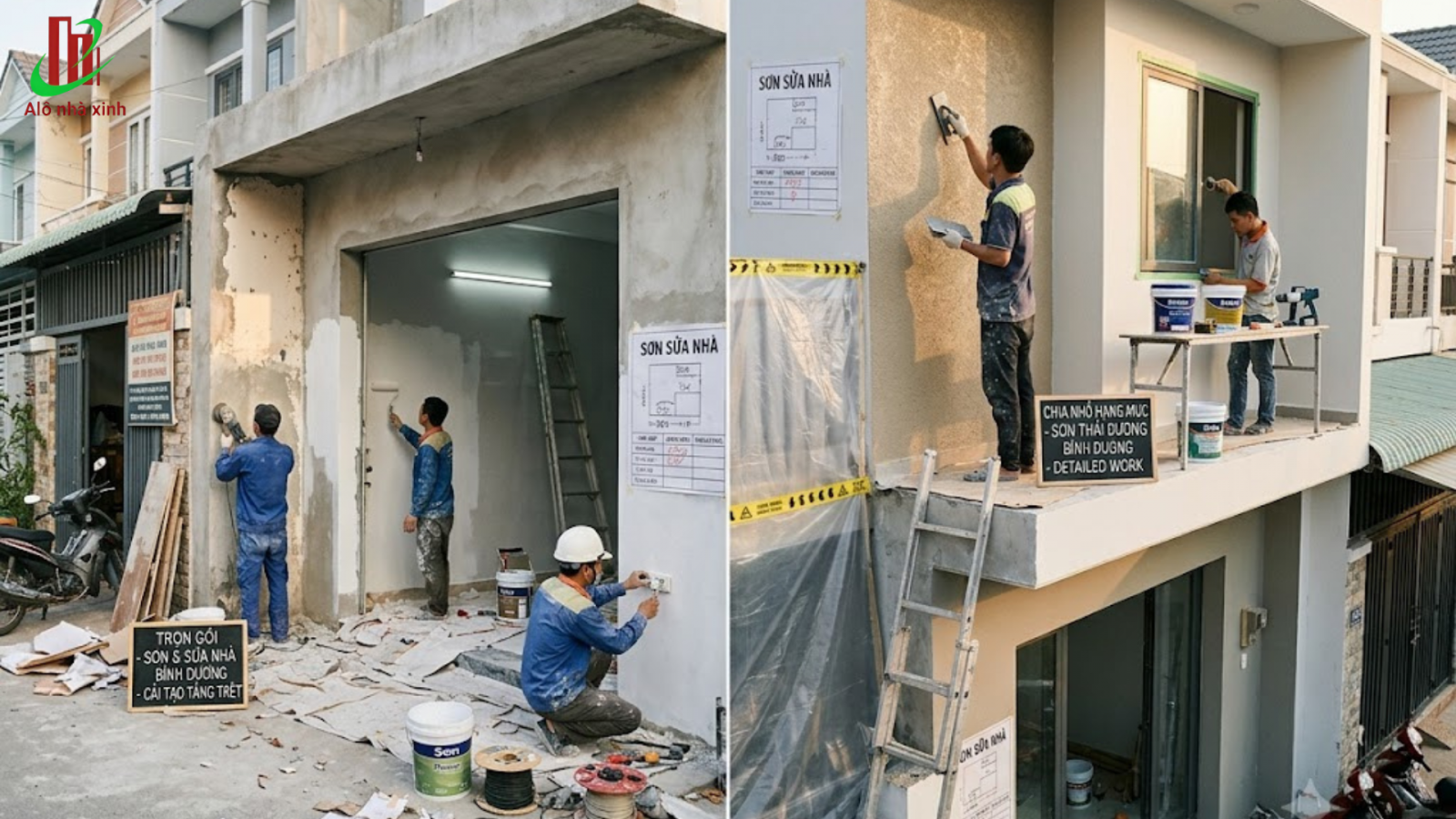 Thuê đơn vị thi công trọn gói như Alo Nhà Xinh giúp điều phối thợ nhịp nhàng và rút ngắn thời gian