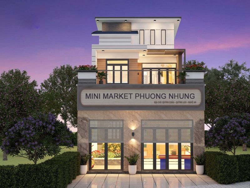 Mẫu thiết kế nhà ở kết hợp siêu thị mini thu hút, nổi bật