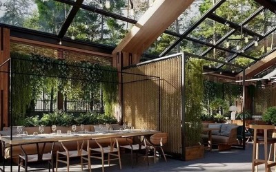 Cách phân chia mặt bằng và bố trí công năng khoa học trong thiết kế nhà hàng xanh biophilic